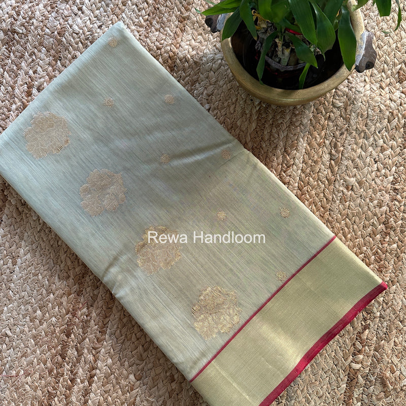 Light Sage Green Chanderi Butta Silk Saree BSC032