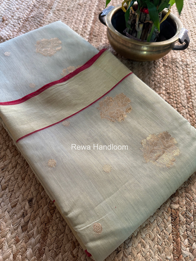 Light Sage Green Chanderi Butta Silk Saree BSC032