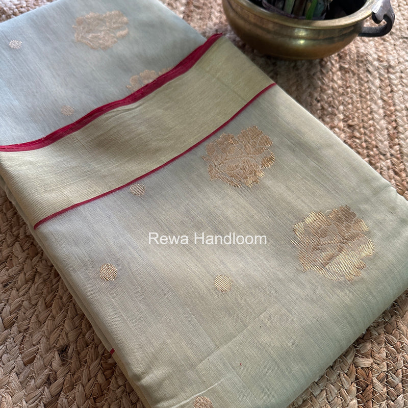Light Sage Green Chanderi Butta Silk Saree BSC032