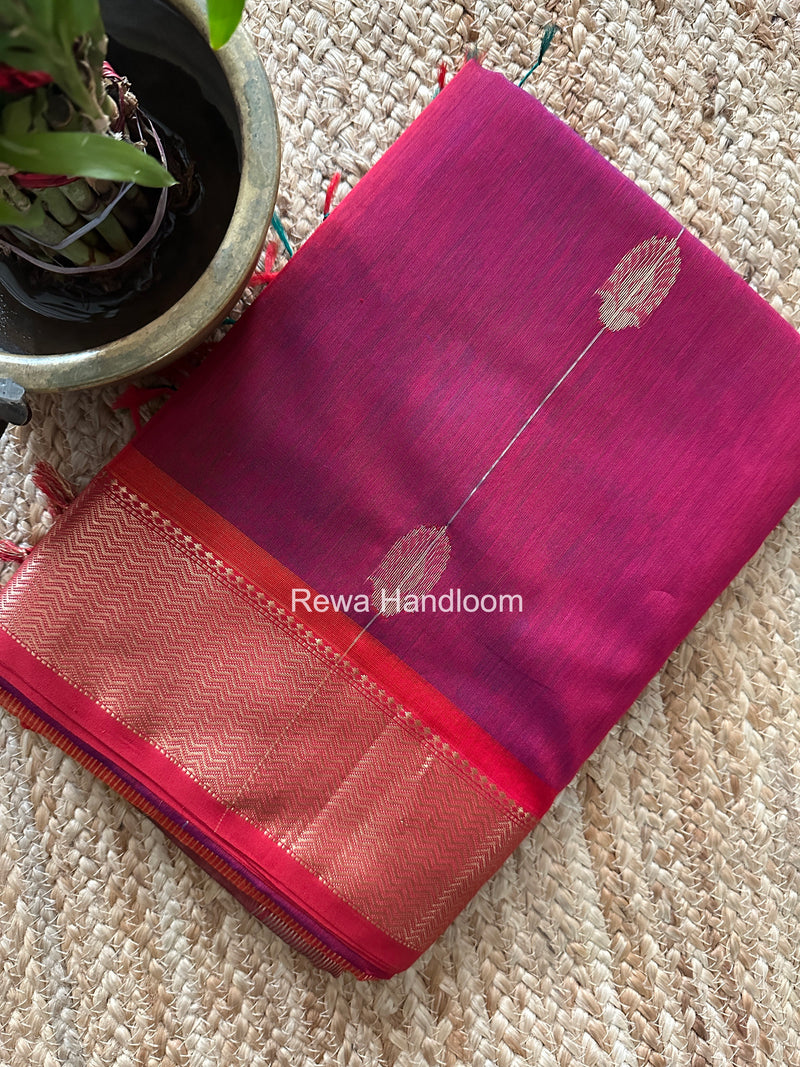 Maheshwari Carrot Red Shaded Butta Saree BLSS08