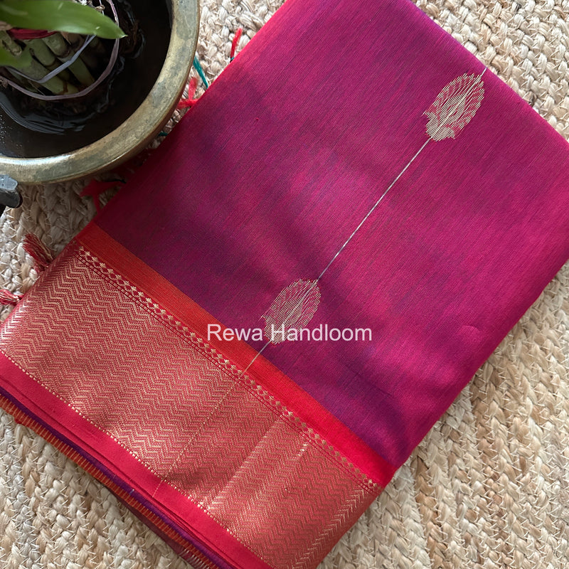 Maheshwari Carrot Red Shaded Butta Saree BLSS08