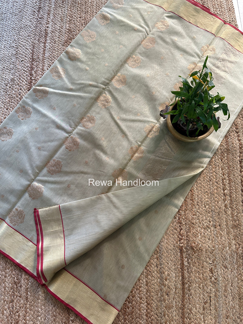 Light Sage Green Chanderi Butta Silk Saree BSC032
