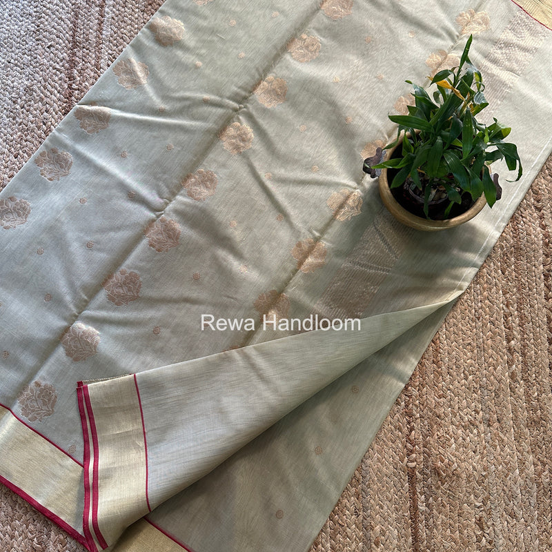 Light Sage Green Chanderi Butta Silk Saree BSC032