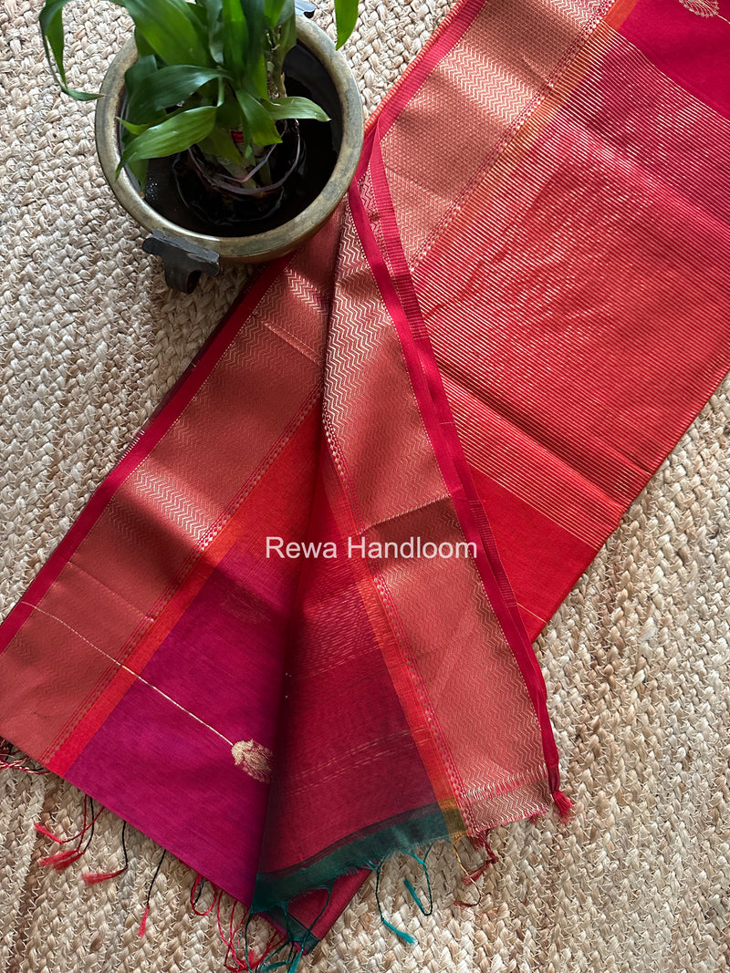 Maheshwari Carrot Red Shaded Butta Saree BLSS08