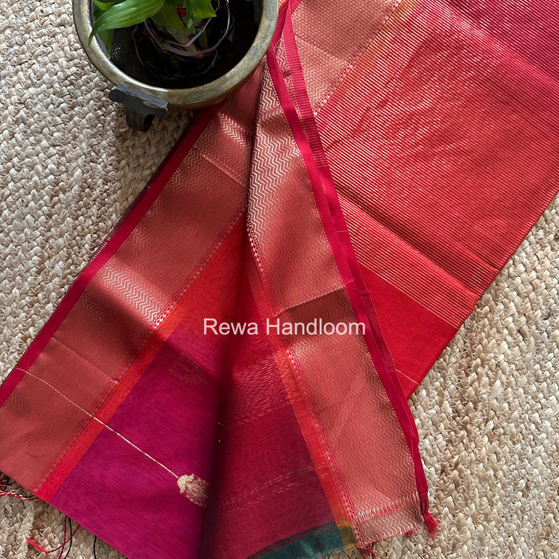 Maheshwari Carrot Red Shaded Butta Saree BLSS08