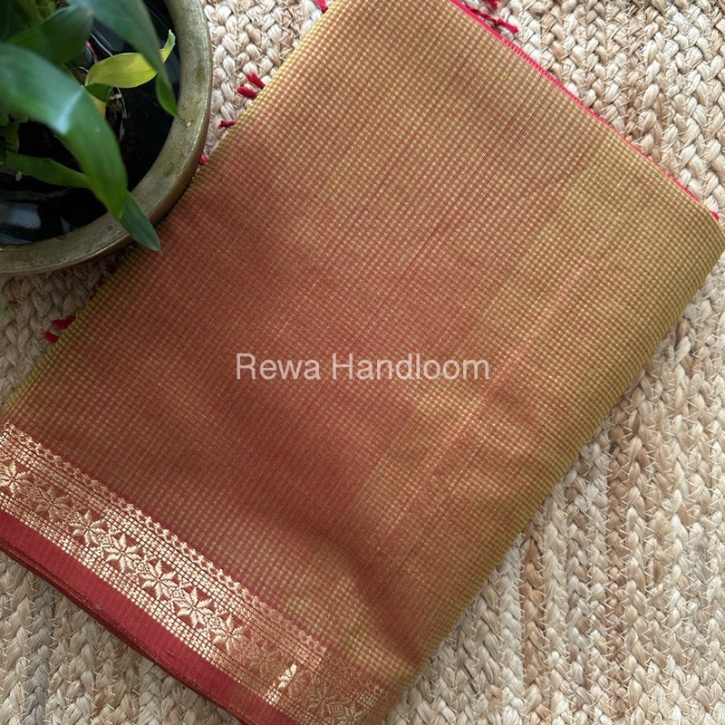 Maheshwari Golden Yellow Garbha Reshami Silk Saree GS234