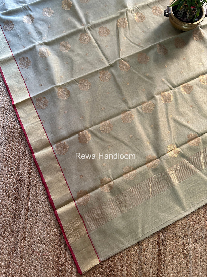 Light Sage Green Chanderi Butta Silk Saree BSC032
