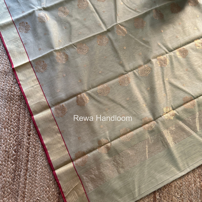 Light Sage Green Chanderi Butta Silk Saree BSC032