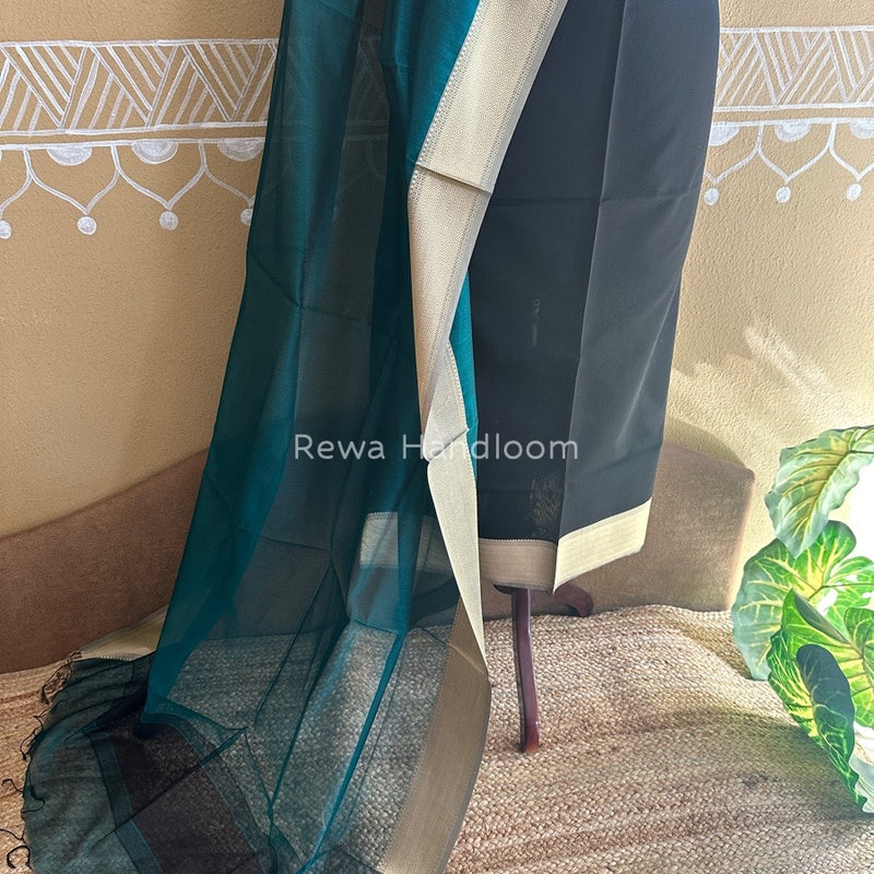 Maheshwari Black-Rama Green Multicolour Dress Material RTP010