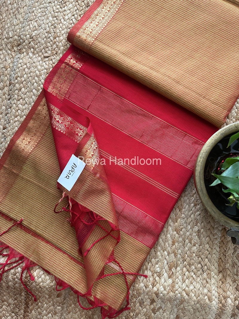 Maheshwari Golden Yellow Garbha Reshami Silk Saree GS234