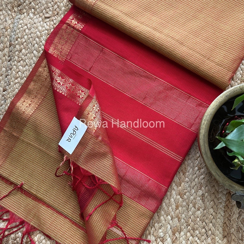 Maheshwari Golden Yellow Garbha Reshami Silk Saree GS234