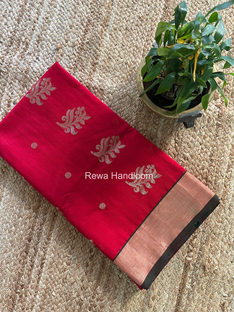 Red Chanderi Butta Silk Saree BSC020