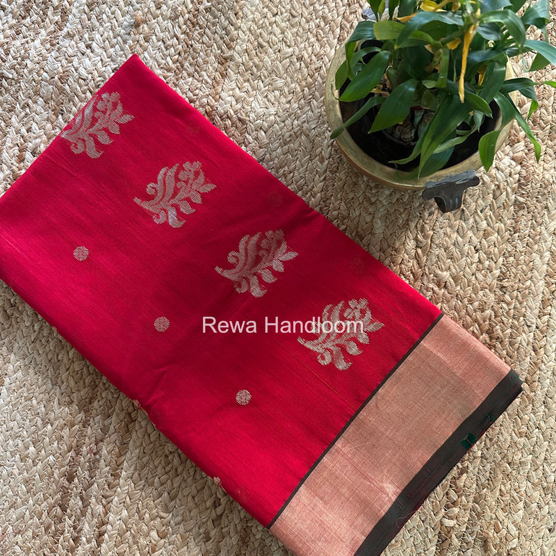 Red Chanderi Butta Silk Saree BSC020