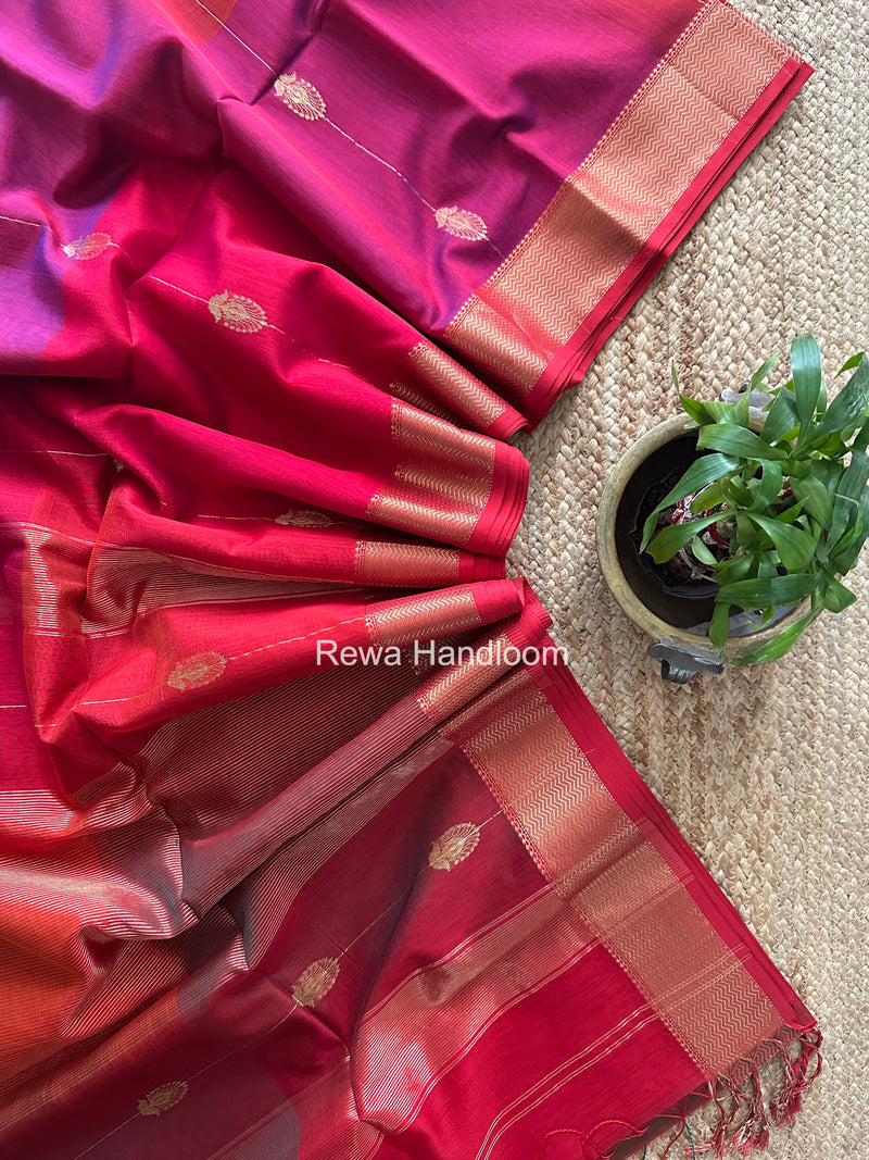 Maheshwari Carrot Red Shaded Butta Saree BLSS08