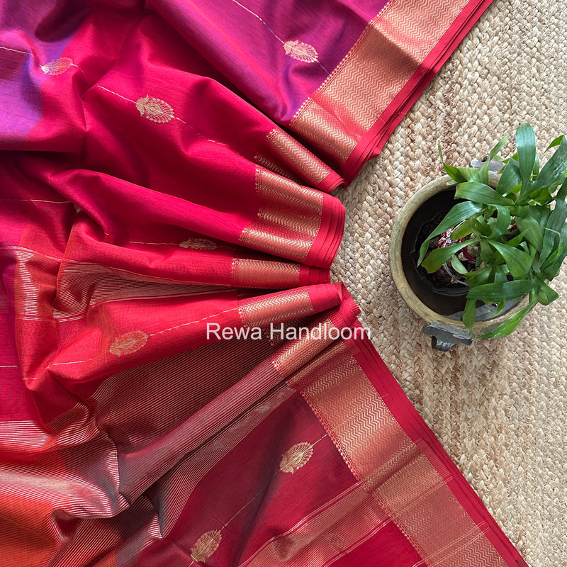 Maheshwari Carrot Red Shaded Butta Saree BLSS08