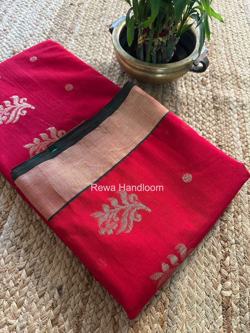 Red Chanderi Butta Silk Saree BSC020