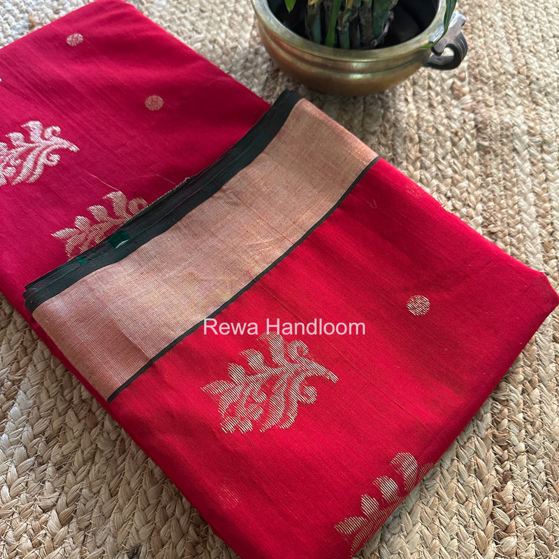 Red Chanderi Butta Silk Saree BSC020