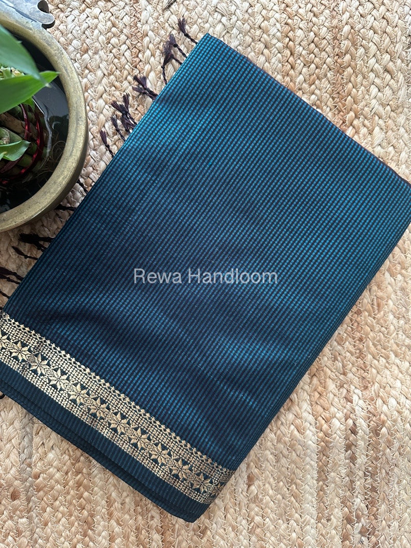 Maheshwari Dark Rama Green Garbha Reshami Silk Saree GS232