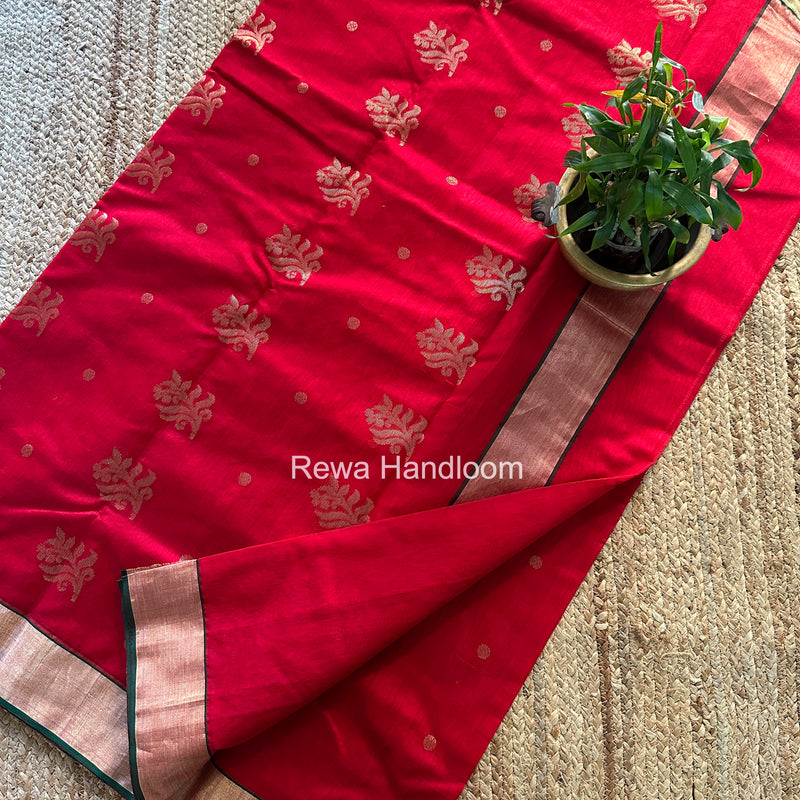 Red Chanderi Butta Silk Saree BSC020