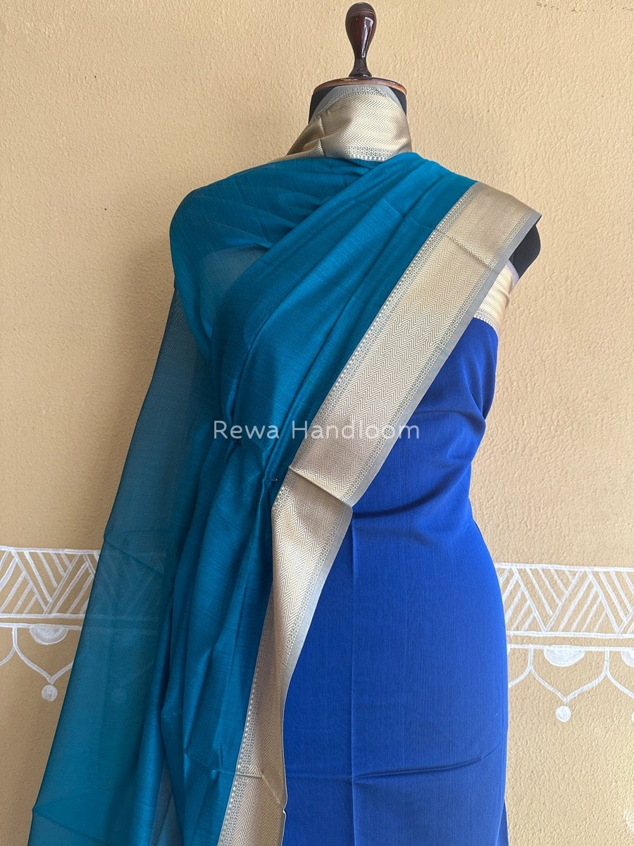 Maheshwari Royal Blue-Green Multicolour Dress Material RTP02