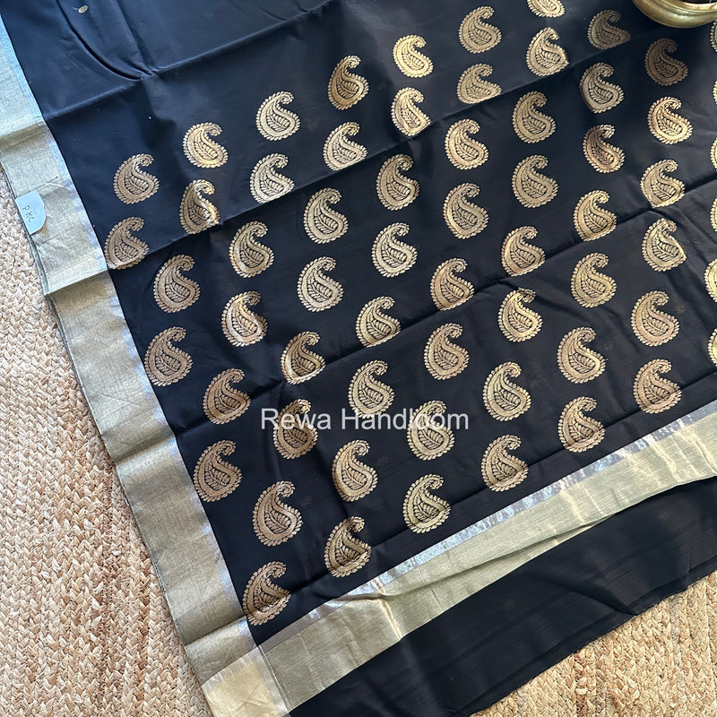 Black Chanderi Butta Silk Saree BSC021