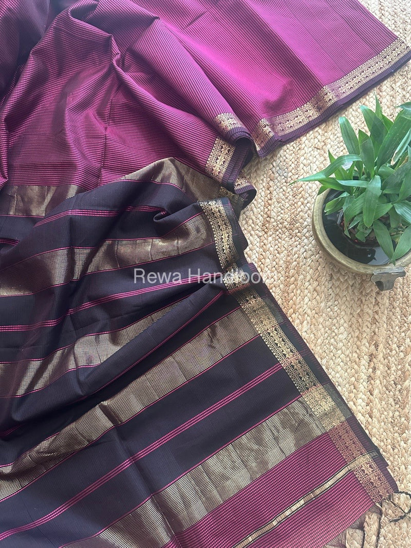 Maheshwari Magenta Garbha Reshami Silk Saree GS240