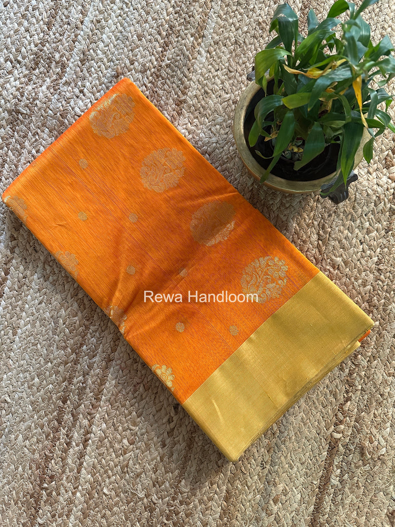 Orange Chanderi Butta Silk Saree BSC033