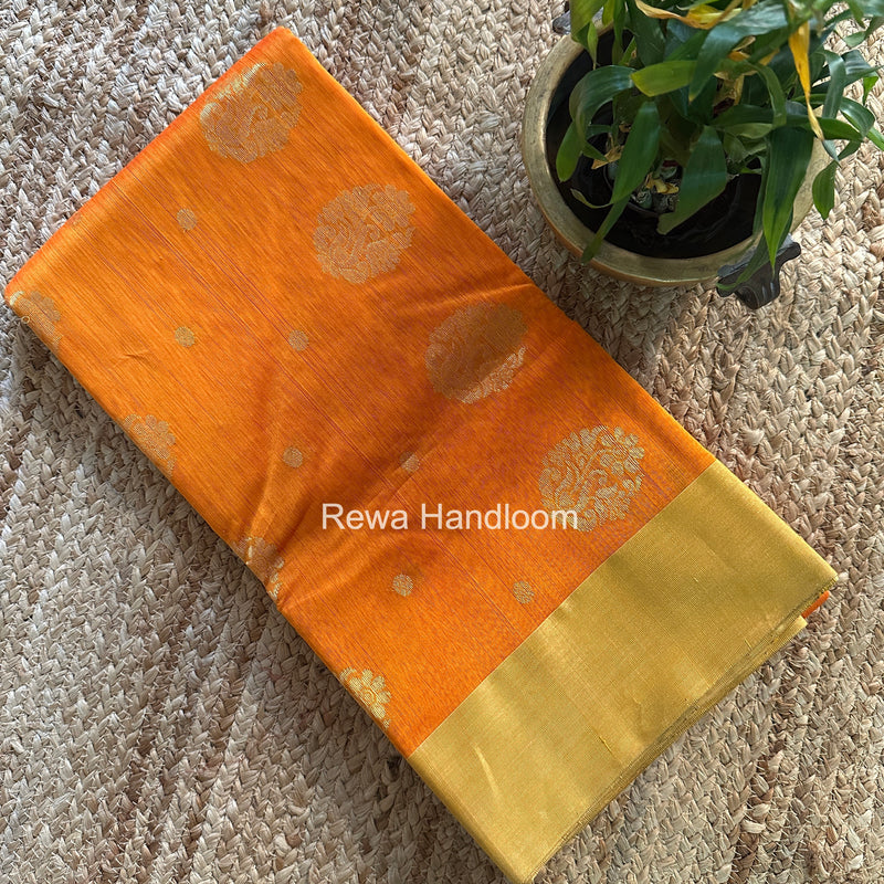 Orange Chanderi Butta Silk Saree BSC033
