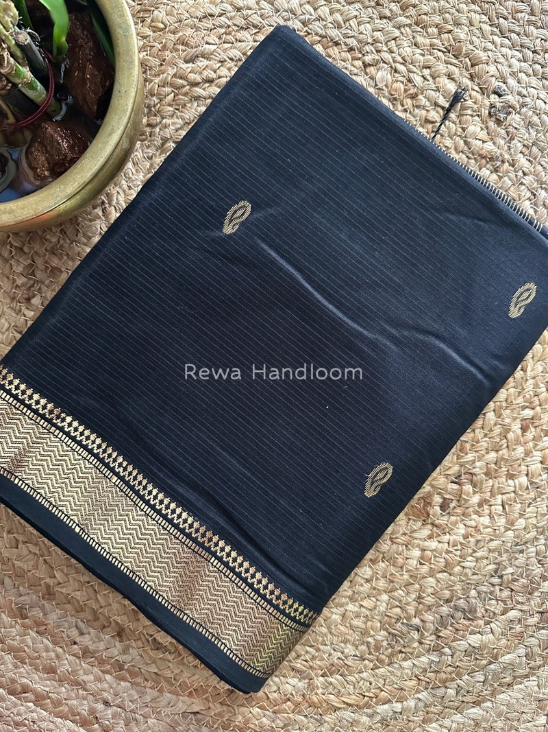 Maheshwari Black Zari Butti Saree ZKB09