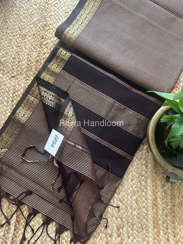 Maheshwari Peach Garbha Reshami Silk Saree GS231