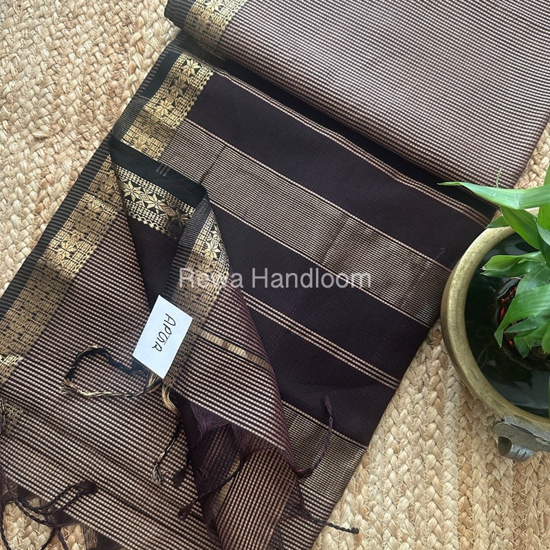 Maheshwari Peach Garbha Reshami Silk Saree GS231