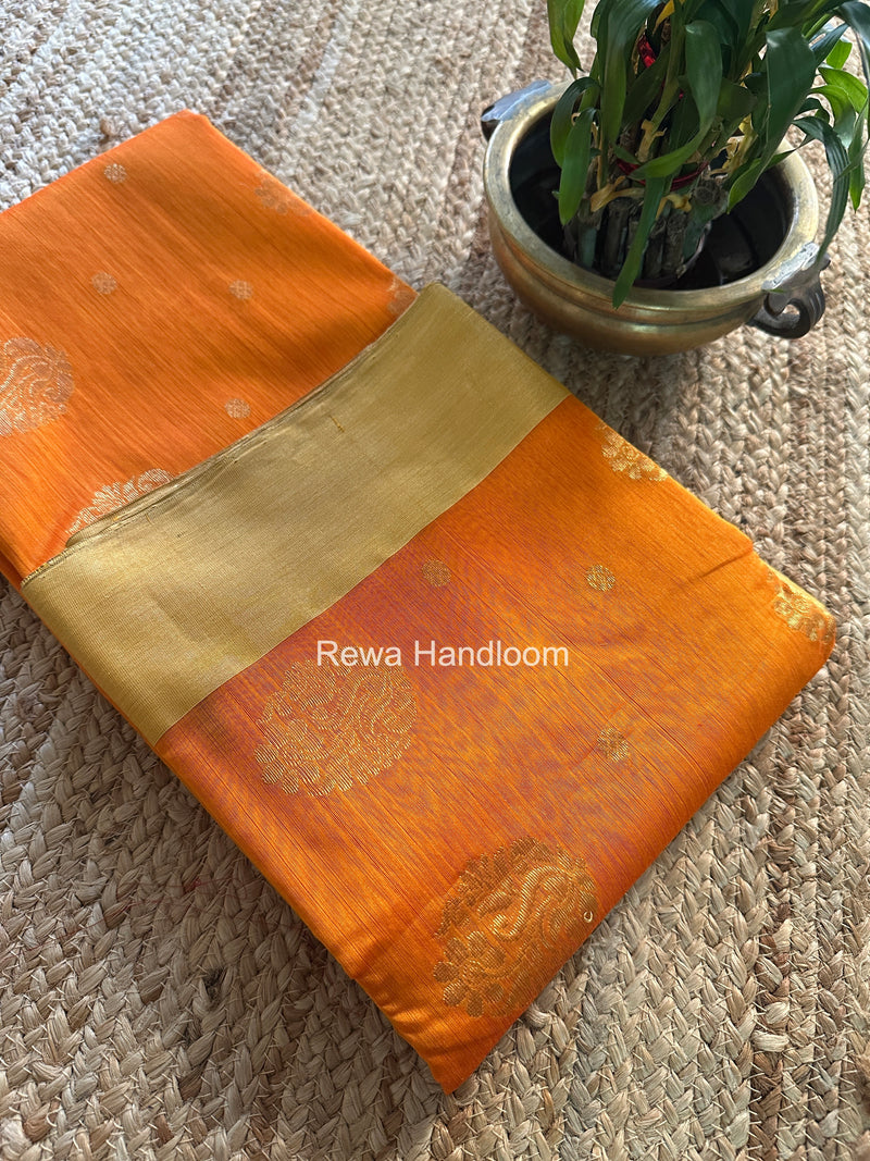 Orange Chanderi Butta Silk Saree BSC033