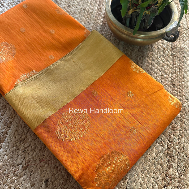 Orange Chanderi Butta Silk Saree BSC033