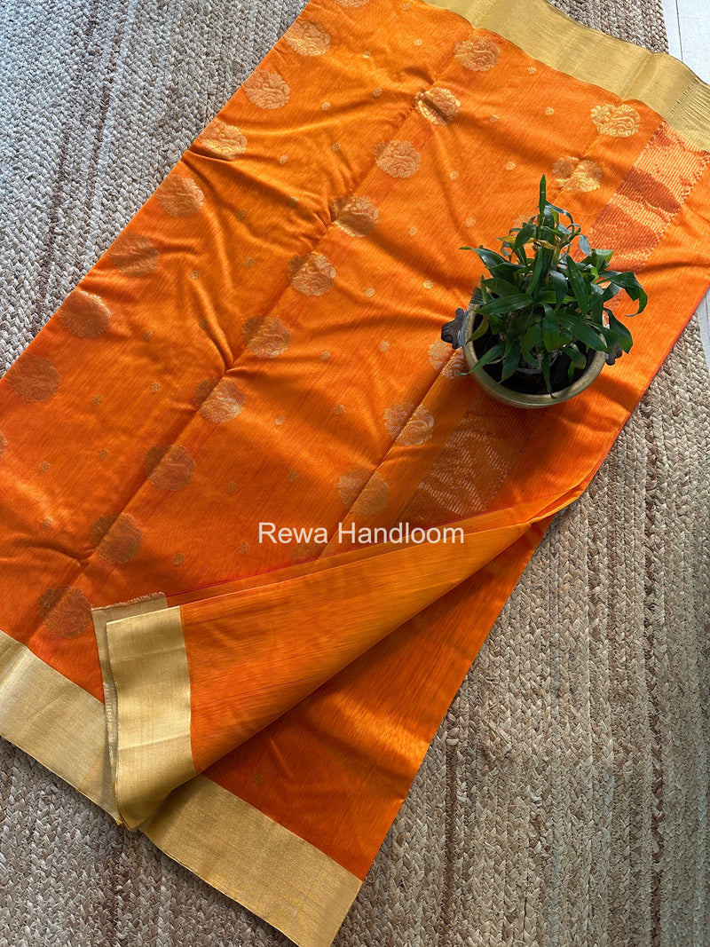 Orange Chanderi Butta Silk Saree BSC033