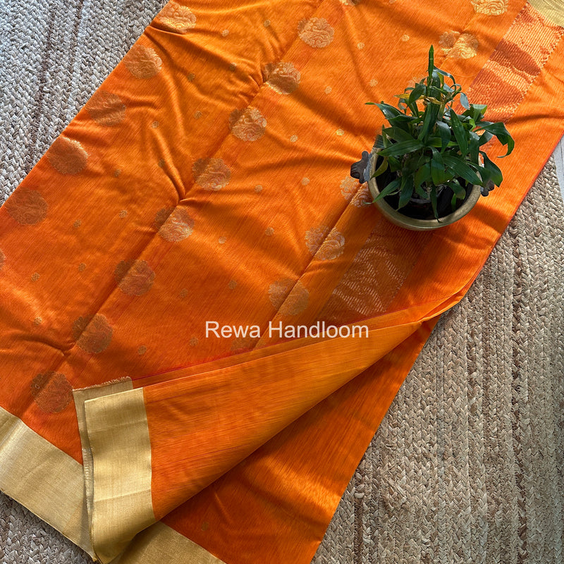 Orange Chanderi Butta Silk Saree BSC033