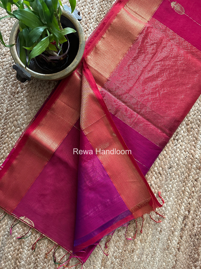 Maheshwari fuchsia Pink Shaded Butta Saree BLSS06