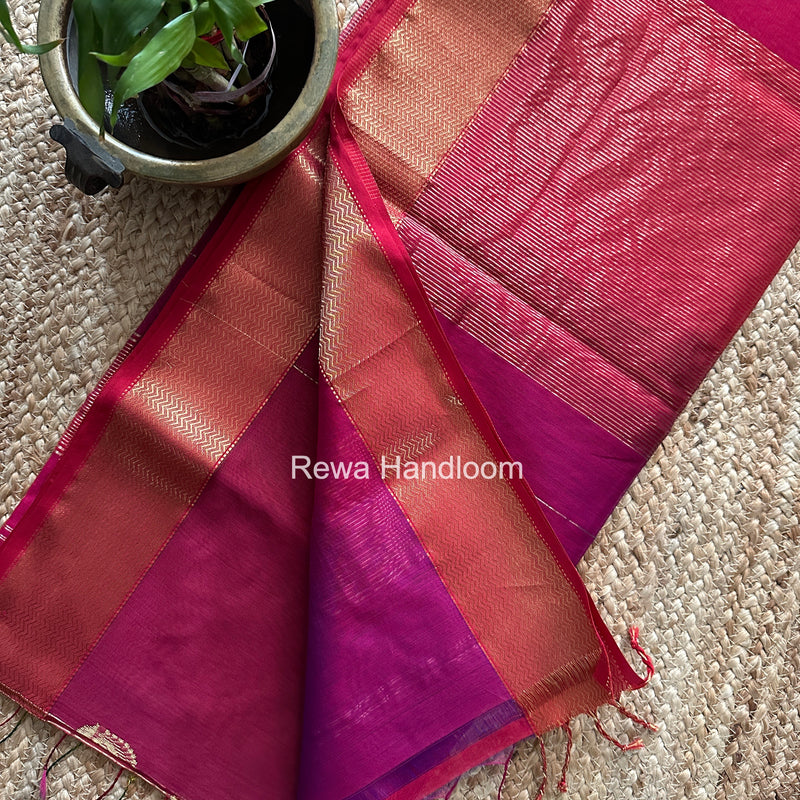 Maheshwari fuchsia Pink Shaded Butta Saree BLSS06