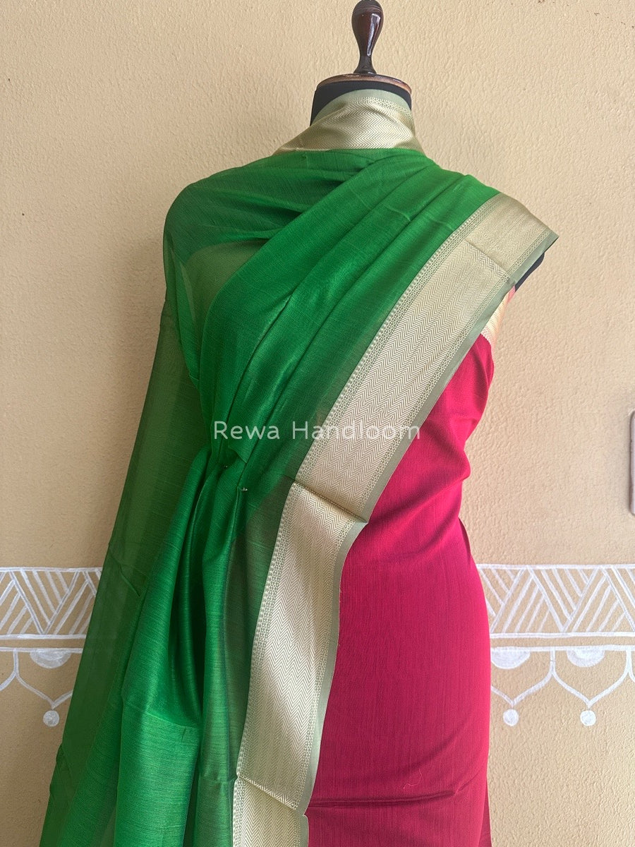 Maheshwari Pink-Shamrock Green Multicolour Dress Material RTP07