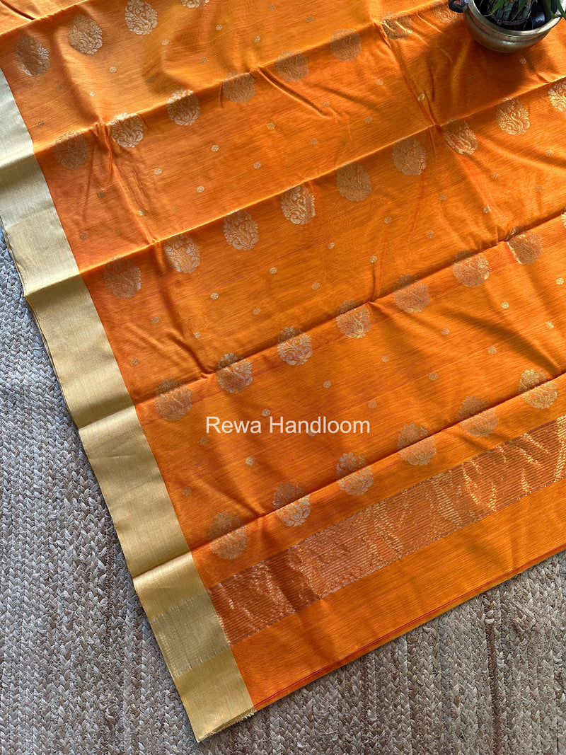 Orange Chanderi Butta Silk Saree BSC033