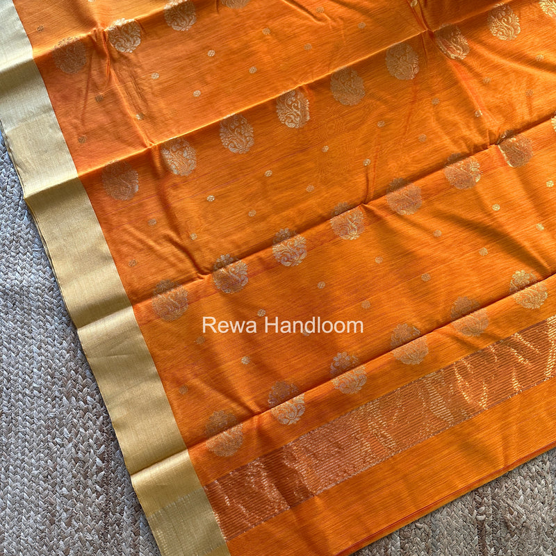 Orange Chanderi Butta Silk Saree BSC033