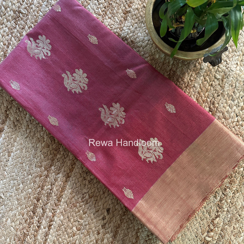 Maroon Chanderi Butta Silk Saree BSC037