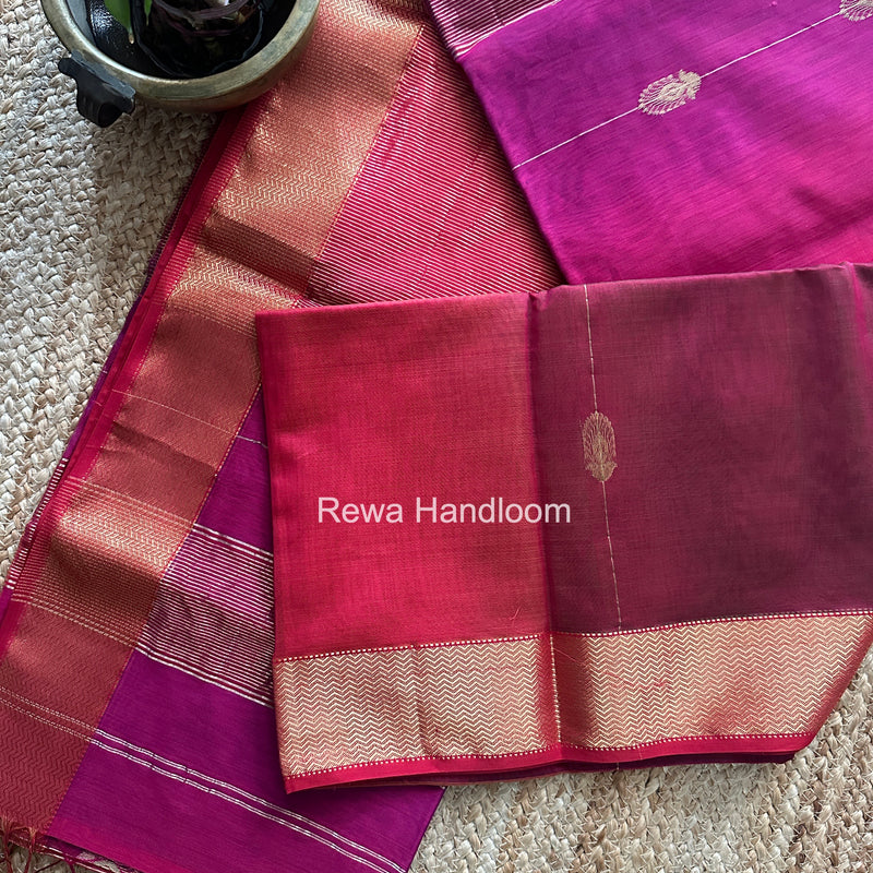Maheshwari fuchsia Pink Shaded Butta Saree BLSS06