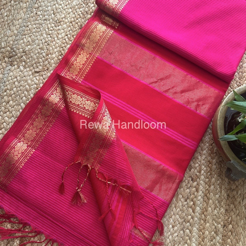 Maheshwari Rani Pink Garbha Reshami Silk Saree GS229