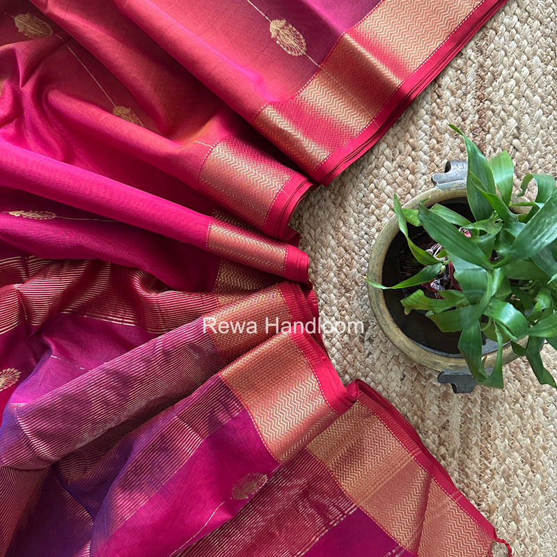 Maheshwari fuchsia Pink Shaded Butta Saree BLSS06