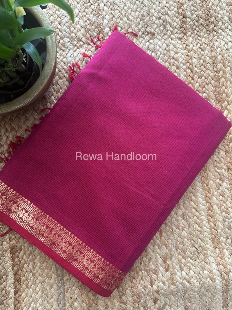 Maheshwari Magenta Garbha Reshami Silk Saree GS237