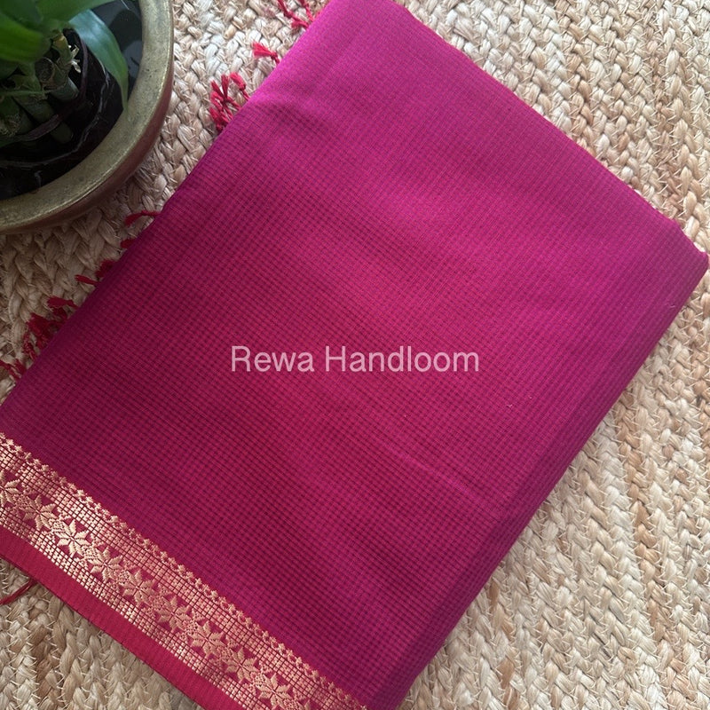 Maheshwari Magenta Garbha Reshami Silk Saree GS237