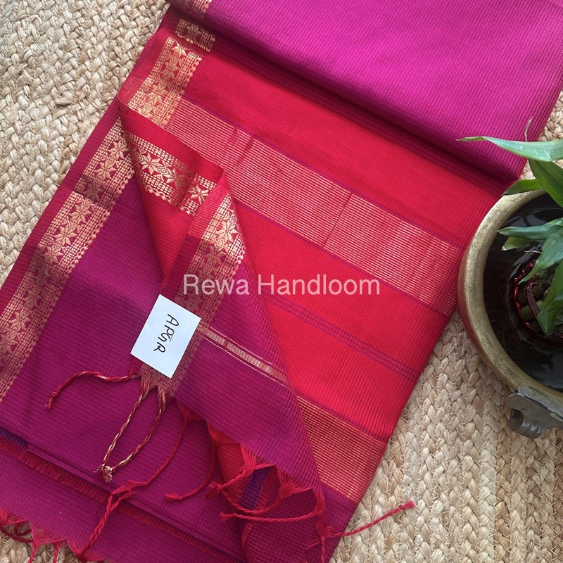 Maheshwari Magenta Garbha Reshami Silk Saree GS237