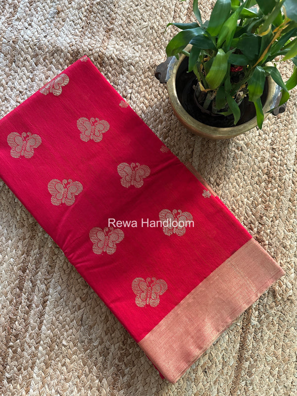 Red Chanderi Butta Silk Saree BSC034
