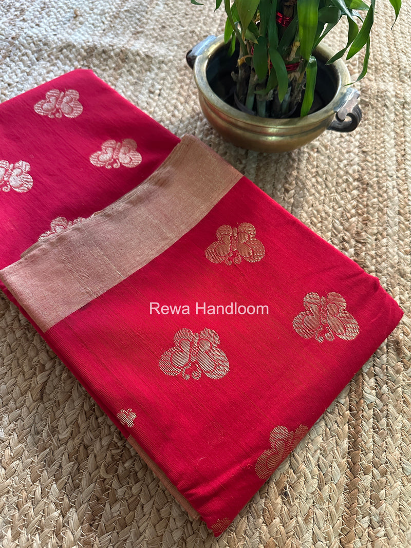 Red Chanderi Butta Silk Saree BSC034