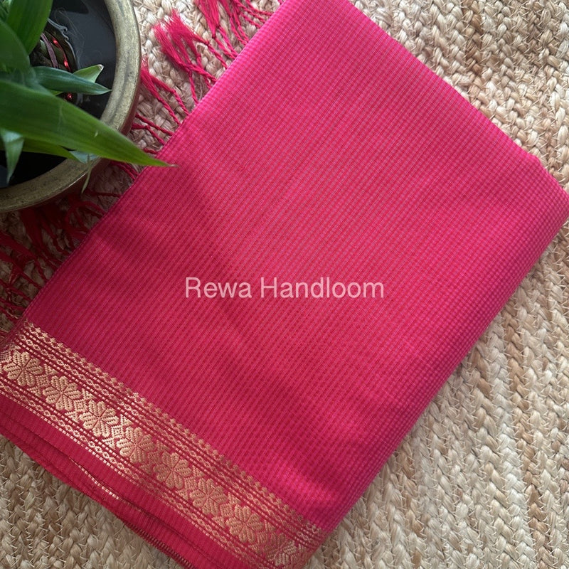 Maheshwari Rani Pink Garbha Reshami Silk Saree GS236